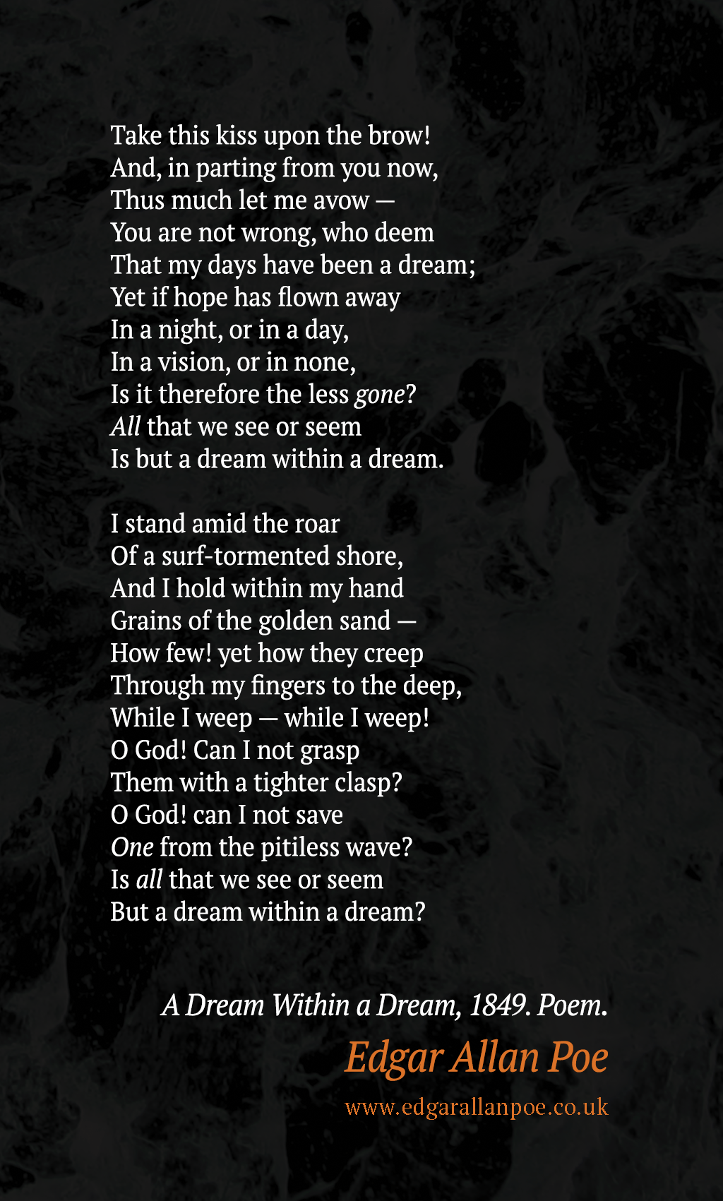 FULL POEM - ADream Within a Dream - Edgar Allan Poe Quote